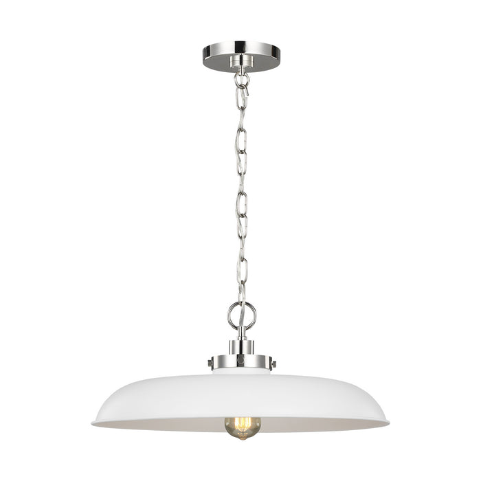 Visual Comfort Studio - CP1231MWTPN - One Light Pendant - Wellfleet - Matte White and Polished Nickel