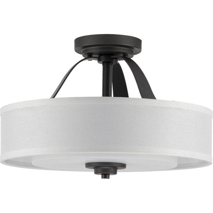 Progress Lighting - P350098-143 - Two Light Semi Flush Convertible - Kene - Graphite