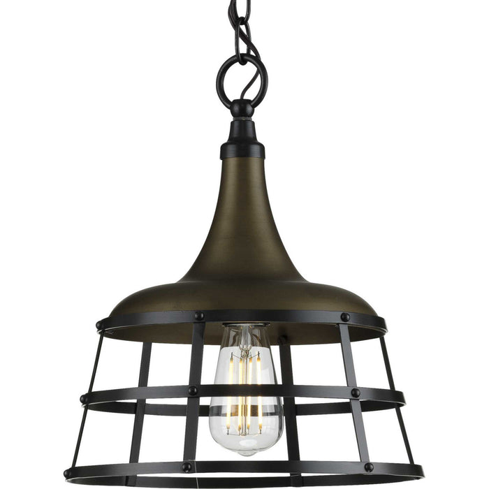 Progress Lighting - P500236-161 - One Light Pendant - Bastille - Aged Brass