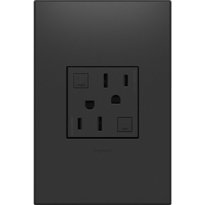 Legrand - AGFTR2152G4 - Duplex Self-Test GFCI Receptacles - Adorne - Graphite