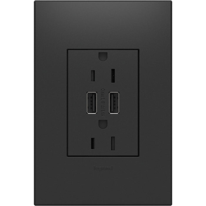 Legrand - ARTRUSB153G4 - Dual-USB Outlet - Adorne - Graphite