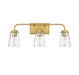 Meridian - M80044NB - Three Light Bathroom Vanity Light - Mbath - Natural Brass
