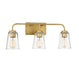 Meridian - M80044NB - Three Light Bathroom Vanity Light - Mbath - Natural Brass