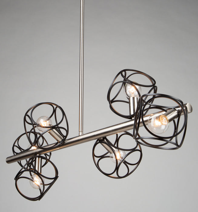 Artcraft - AC11567NB - Six Light Island Pendant - Sorrento - Matte Black & Satin Nickel