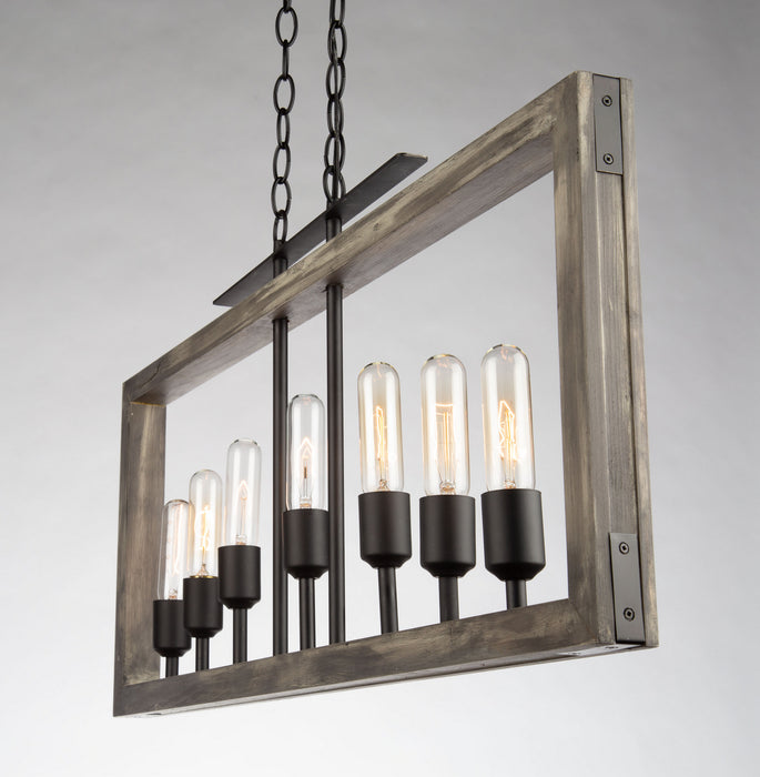 Artcraft - AC11657BK - Seven Light Island Pendant - Gatehouse - Beach Wood & Black