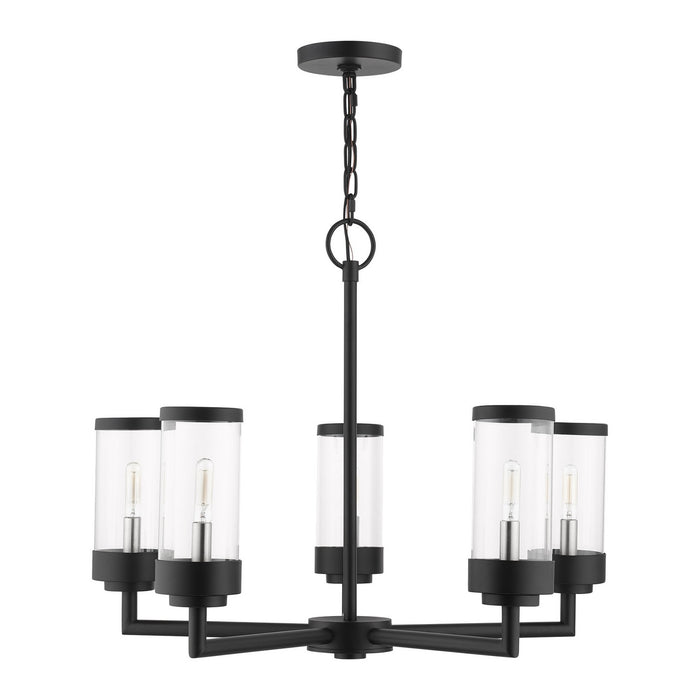 Livex Lighting - 20725-14 - Five Light Outdoor Chandelier - Hillcrest - Textured Black w/ Brushed Nickels