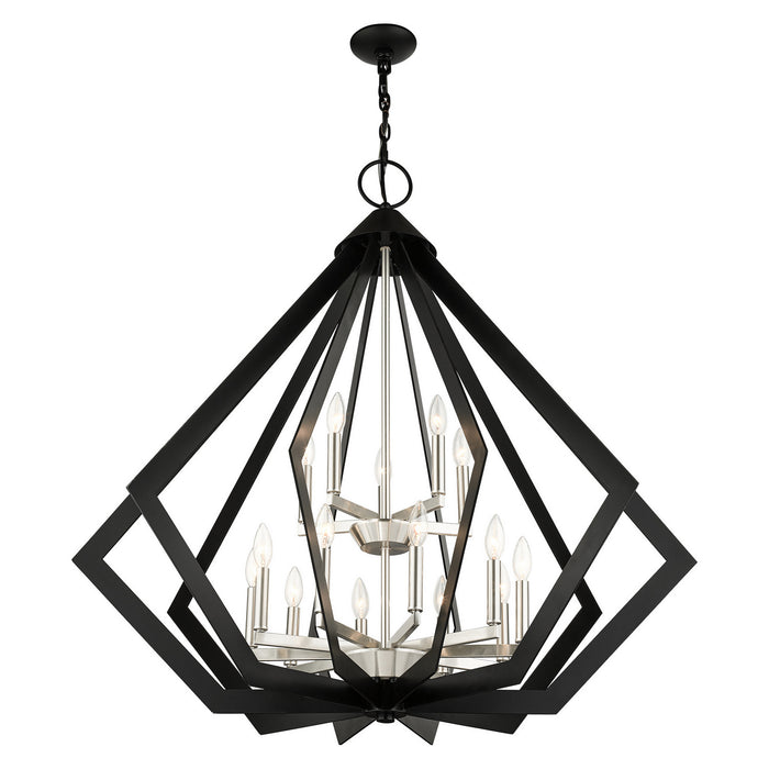 Livex Lighting - 40928-04 - 15 Light Foyer Chandelier - Prism - Black w/ Brushed Nickel Cluster