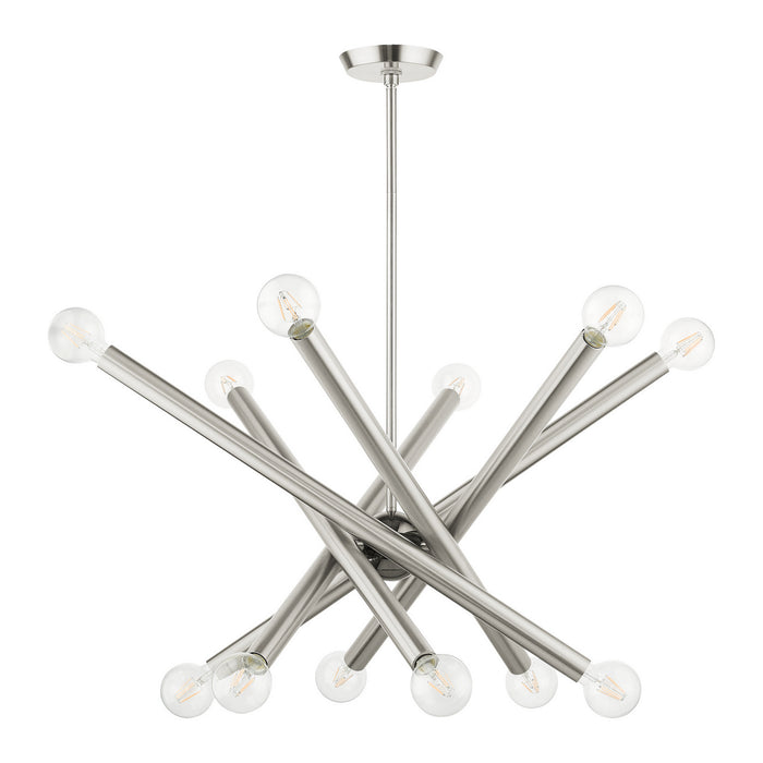 Livex Lighting - 45586-91 - 12 Light Chandelier - Stafford - Brushed Nickel w/ Black Chromes