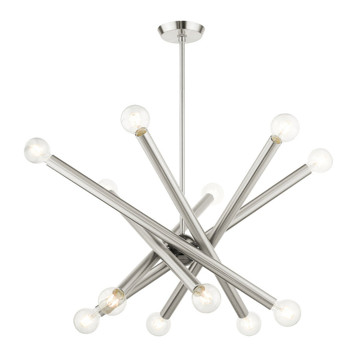 Livex Lighting - 45586-91 - 12 Light Chandelier - Stafford - Brushed Nickel w/ Black Chromes