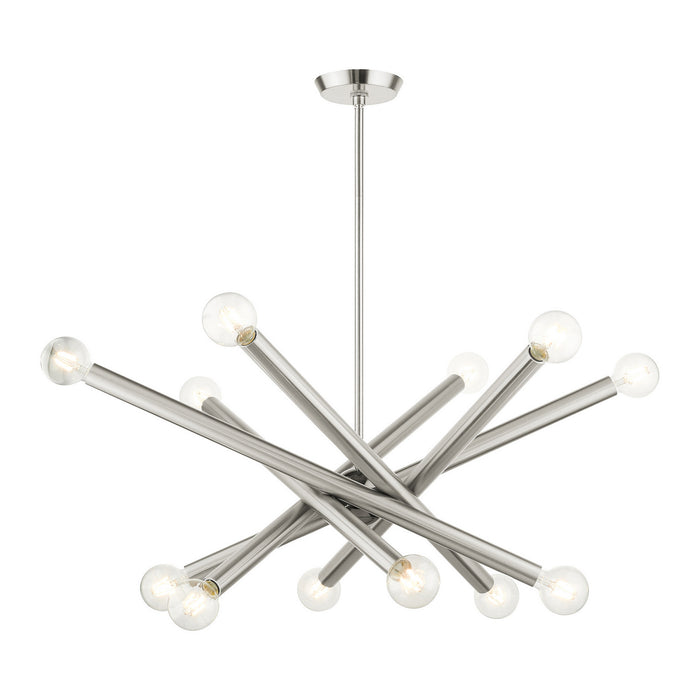 Livex Lighting - 45586-91 - 12 Light Chandelier - Stafford - Brushed Nickel w/ Black Chromes