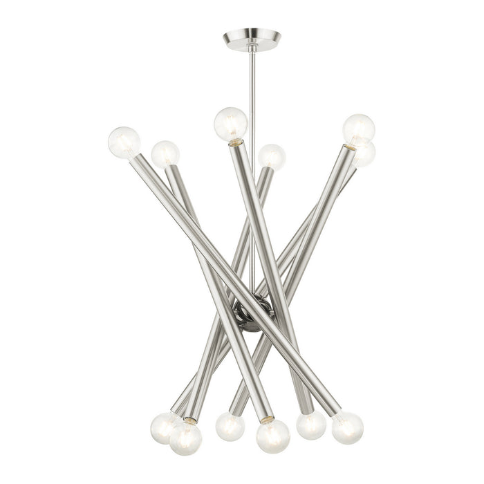 Livex Lighting - 45586-91 - 12 Light Chandelier - Stafford - Brushed Nickel w/ Black Chromes