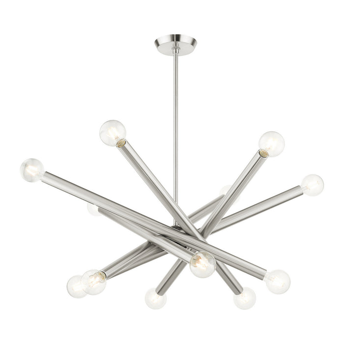 Livex Lighting - 45586-91 - 12 Light Chandelier - Stafford - Brushed Nickel w/ Black Chromes