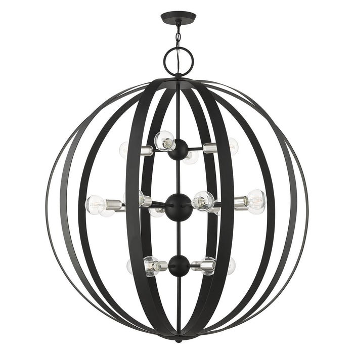 Livex Lighting - 46418-04 - 16 Light Foyer Chandelier - Modesto - Black w/ Brushed Nickels