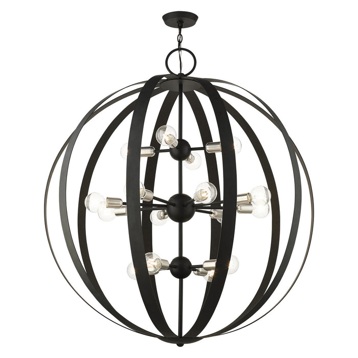 Livex Lighting - 46418-04 - 16 Light Foyer Chandelier - Modesto - Black w/ Brushed Nickels