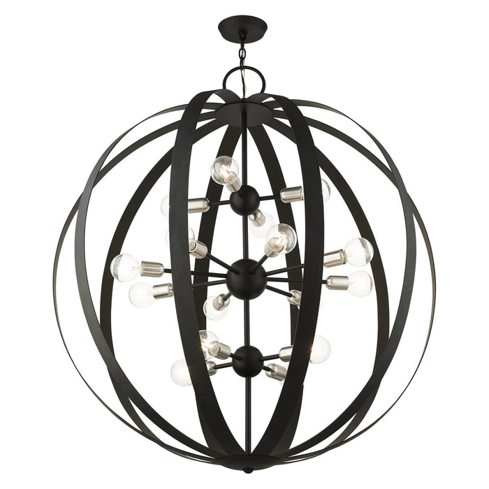 Livex Lighting - 46418-04 - 16 Light Foyer Chandelier - Modesto - Black w/ Brushed Nickels