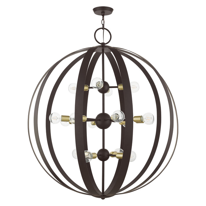 Livex Lighting - 46418-07 - 16 Light Foyer Chandelier - Modesto - Bronze w/ Satin Brasss
