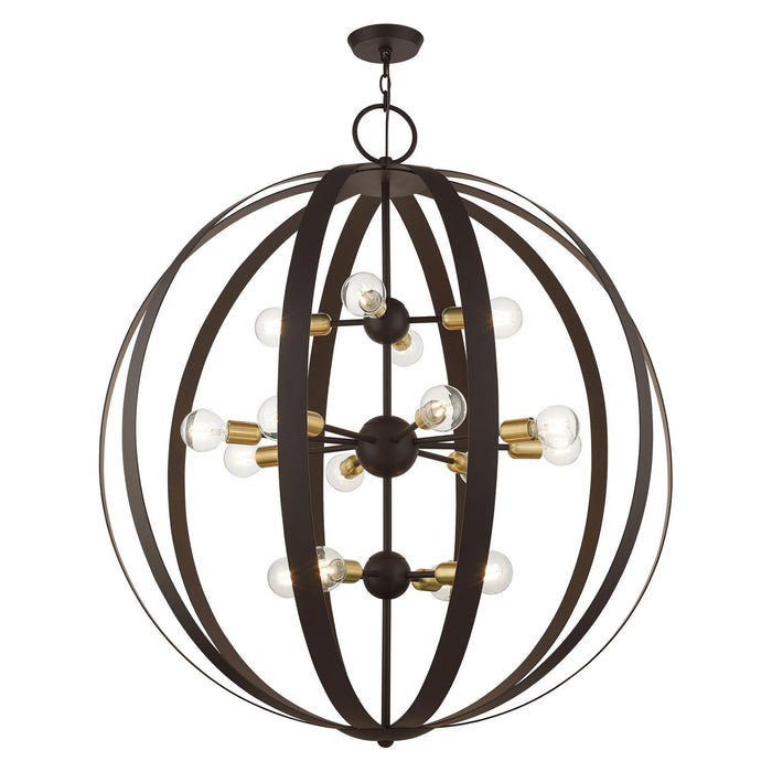 Livex Lighting - 46418-07 - 16 Light Foyer Chandelier - Modesto - Bronze w/ Satin Brasss