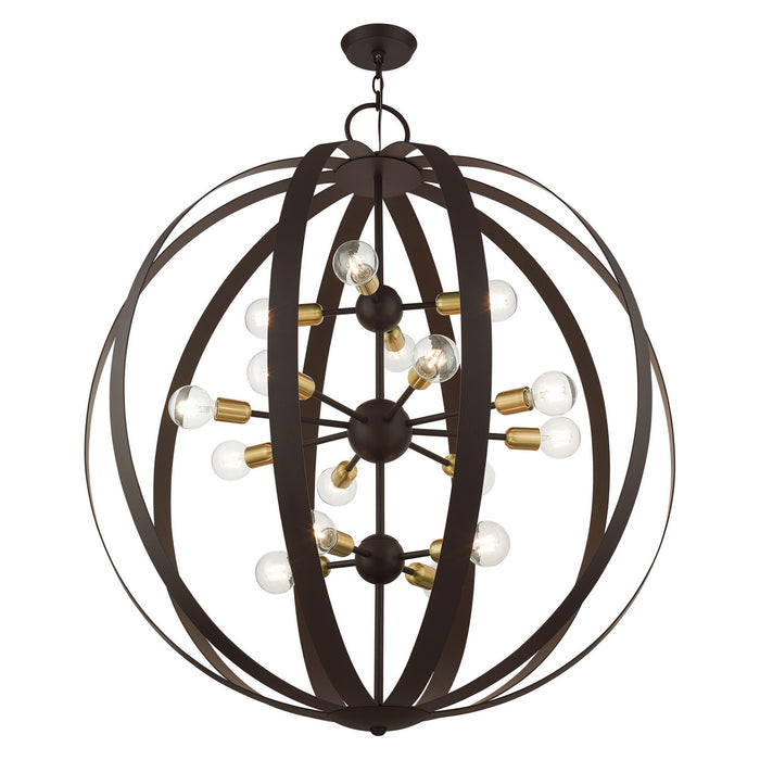 Livex Lighting - 46418-07 - 16 Light Foyer Chandelier - Modesto - Bronze w/ Satin Brasss