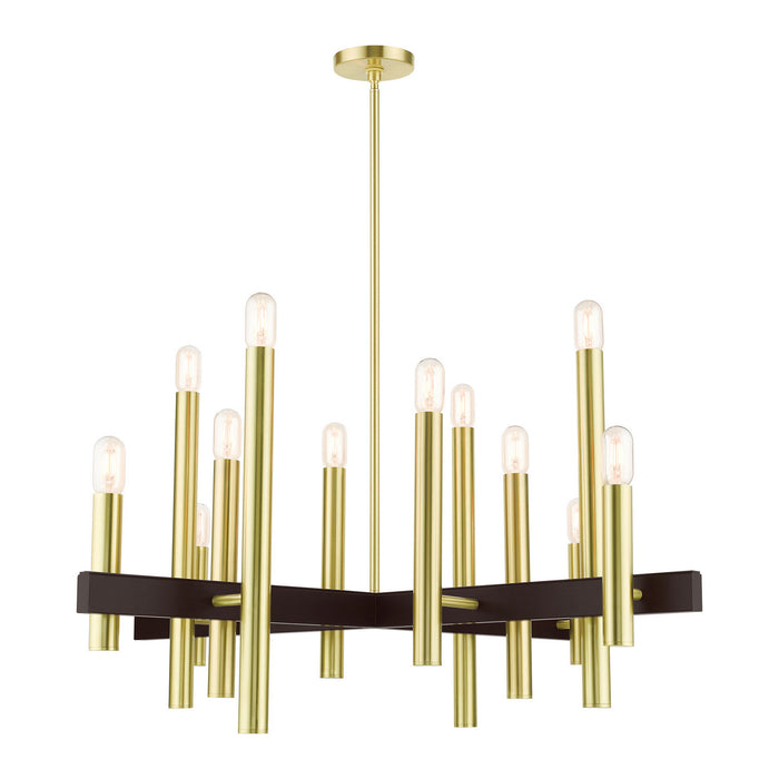 Livex Lighting - 49999-12 - 12 Light Chandelier - Helsinki - Satin Brass w/ Bronzes