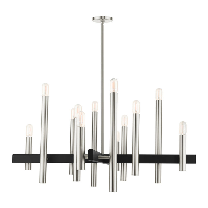 Livex Lighting - 49999-91 - 12 Light Chandelier - Helsinki - Brushed Nickel w/ Blacks