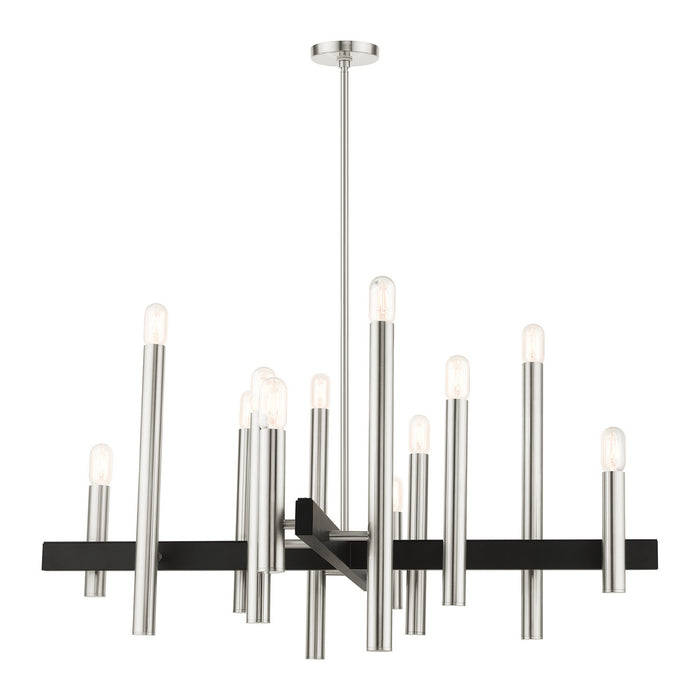 Livex Lighting - 49999-91 - 12 Light Chandelier - Helsinki - Brushed Nickel w/ Blacks