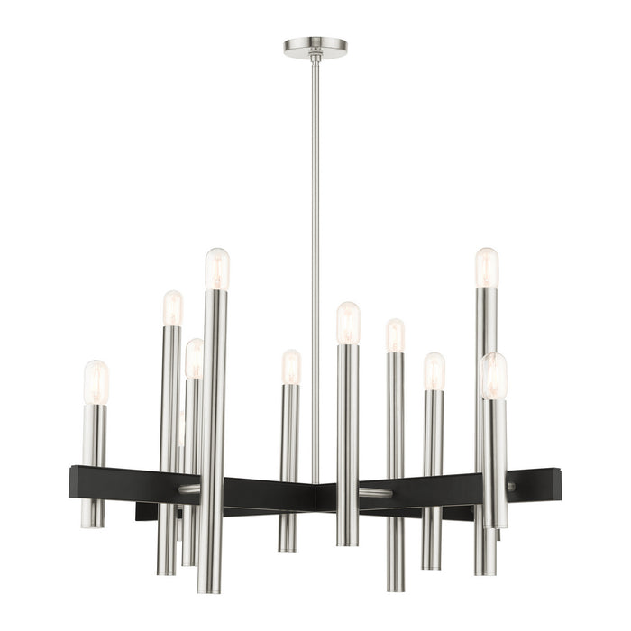 Livex Lighting - 49999-91 - 12 Light Chandelier - Helsinki - Brushed Nickel w/ Blacks