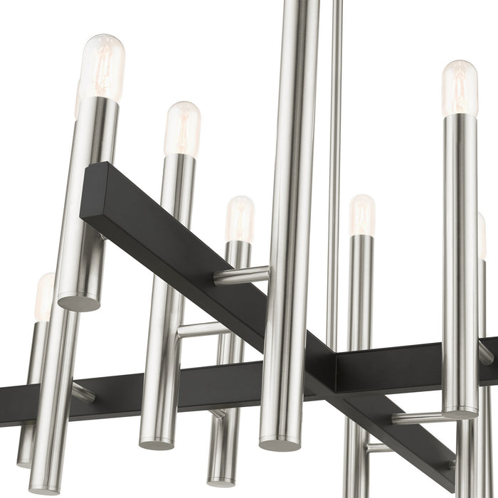 Livex Lighting - 49999-91 - 12 Light Chandelier - Helsinki - Brushed Nickel w/ Blacks