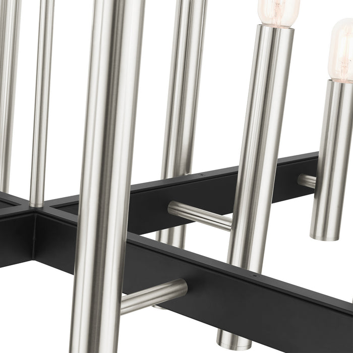 Livex Lighting - 49999-91 - 12 Light Chandelier - Helsinki - Brushed Nickel w/ Blacks