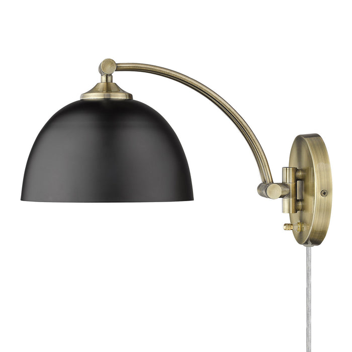 Golden - 3688-A1W AB-BLK - One Light Swing Arm - Rey - Aged Brass
