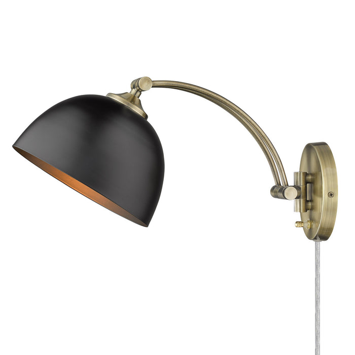 Golden - 3688-A1W AB-BLK - One Light Swing Arm - Rey - Aged Brass