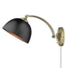 Golden - 3688-A1W AB-BLK - One Light Swing Arm - Rey - Aged Brass
