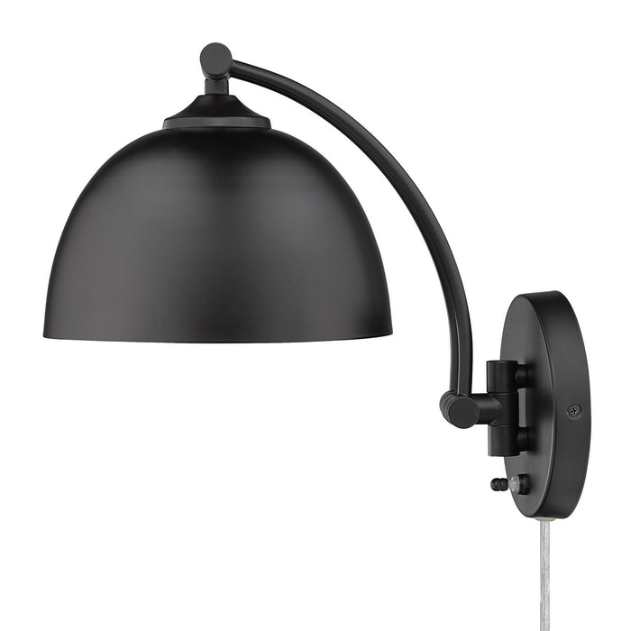 Golden - 3688-A1W BLK-BLK - One Light Swing Arm - Rey - Matte Black