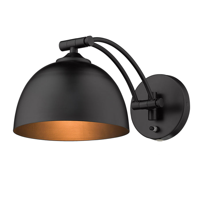 Golden - 3688-A1W BLK-BLK - One Light Swing Arm - Rey - Matte Black