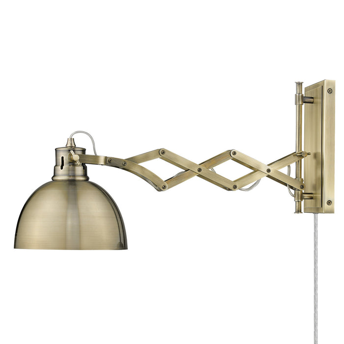 Golden - 3824-A1W AB-AB - One Light Swing Arm - Hawthorn - Aged Brass
