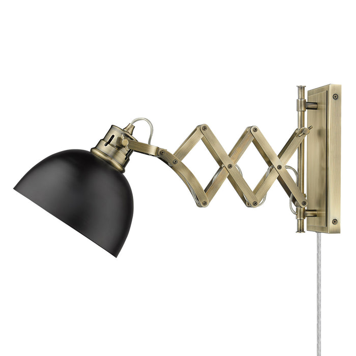Golden - 3824-A1W AB-BLK - One Light Swing Arm - Hawthorn - Aged Brass