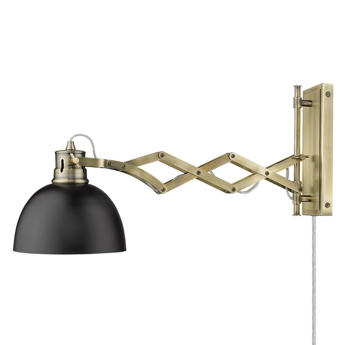Golden - 3824-A1W AB-BLK - One Light Swing Arm - Hawthorn - Aged Brass