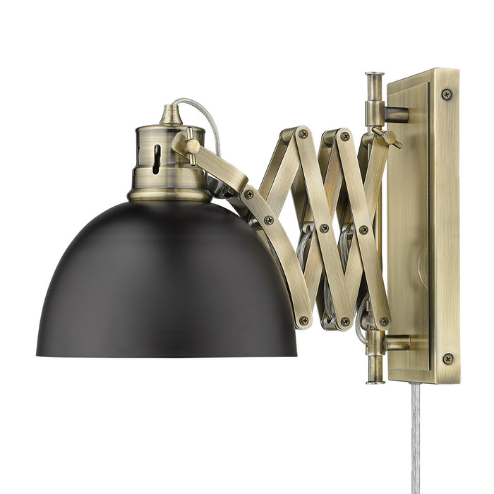 Golden - 3824-A1W AB-BLK - One Light Swing Arm - Hawthorn - Aged Brass