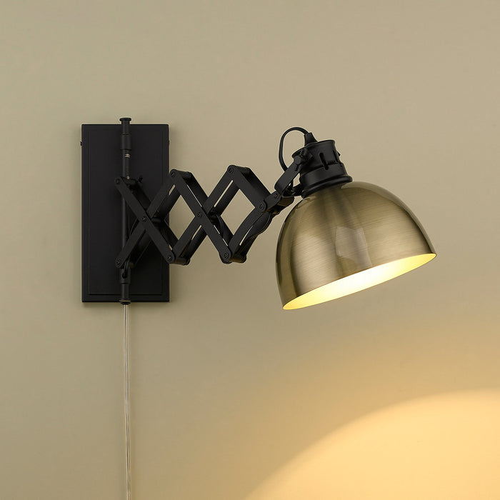 Golden - 3824-A1W BLK-AB - One Light Swing Arm - Hawthorn - Matte Black