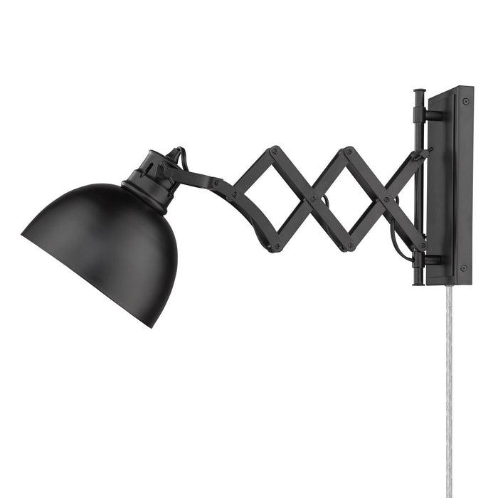 Golden - 3824-A1W BLK-BLK - One Light Swing Arm - Hawthorn - Matte Black