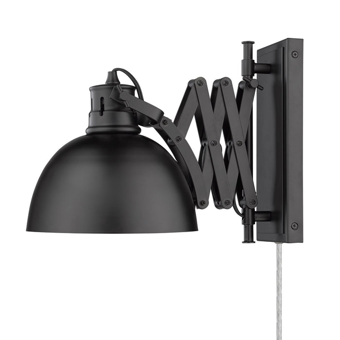 Golden - 3824-A1W BLK-BLK - One Light Swing Arm - Hawthorn - Matte Black