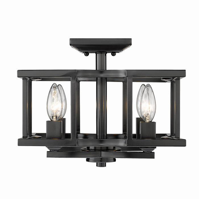 Golden - 7151-SF BLK - Four Light Semi-Flush Mount - Bellare - Matte Black