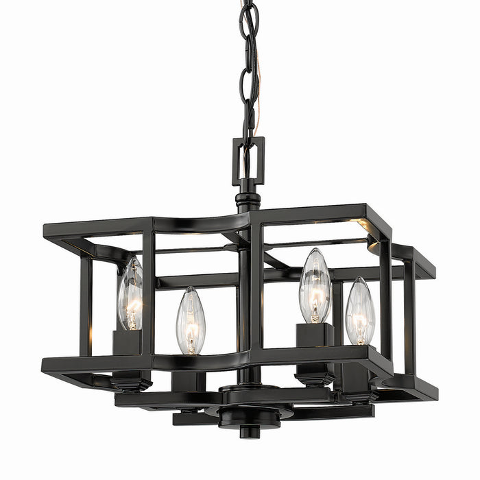 Golden - 7151-SF BLK - Four Light Semi-Flush Mount - Bellare - Matte Black