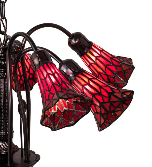 Meyda Tiffany - 49252 - Seven Light Chandelier - Stained Glass Pond Lily - Mahogany Bronze