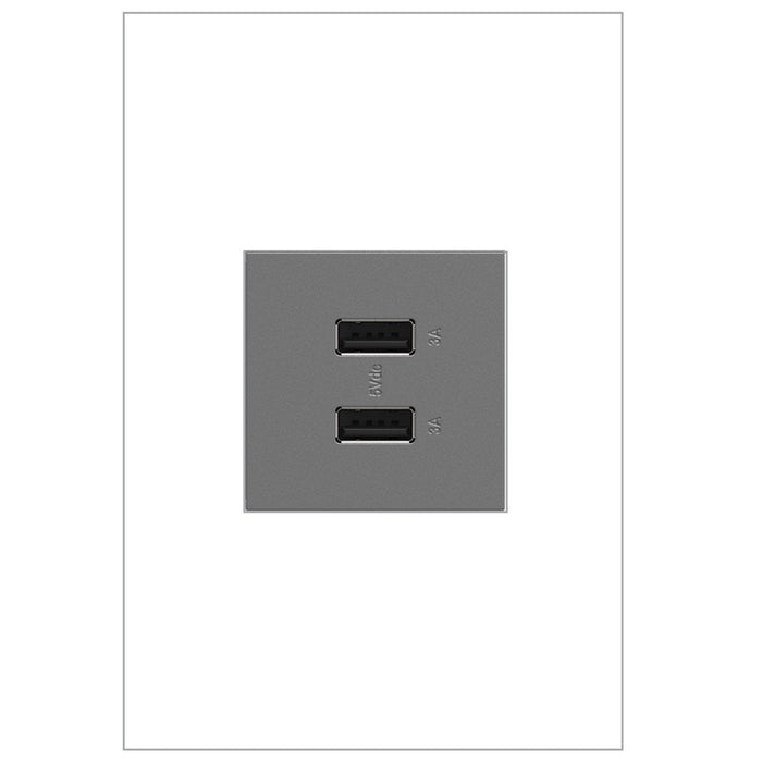 Legrand - ARUSB2AA6M4 - USB Type-A/A Outlet Module - Adorne - Magnesium