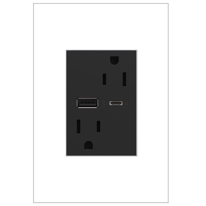 Legrand - ARTRUSB156ACG4 - Tamper-Resistant Ultra-Fast USB Type-A/C Outlet - Adorne - Graphite