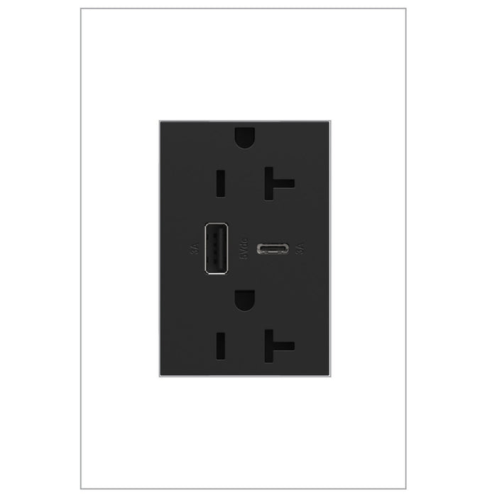 Legrand - ARTRUSB206ACG4 - Tamper-Resistant Ultra-Fast USB Type-A/C Outlet - Adorne - Graphite