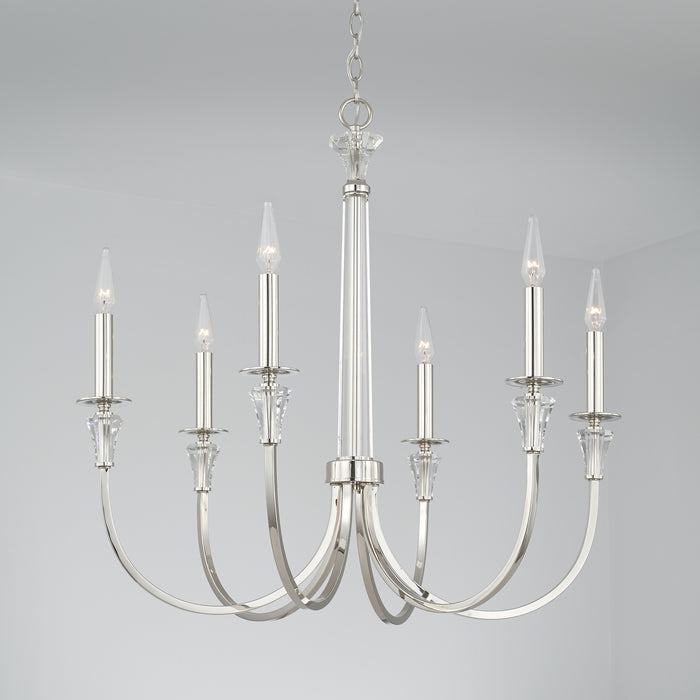 Capital Lighting - 441861PN - Six Light Chandelier - Laurent - Polished Nickel