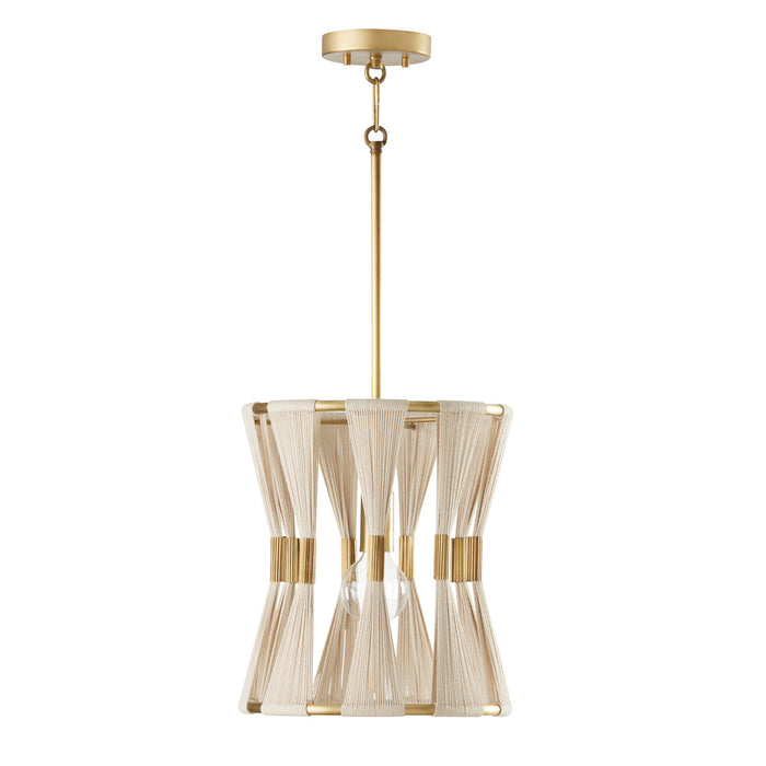 Capital Lighting - 341111NP - One Light Pendant - Bianca - Bleached Natural Rope and Patinaed Brass