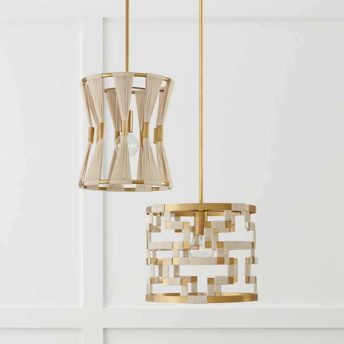 Capital Lighting - 341111NP - One Light Pendant - Bianca - Bleached Natural Rope and Patinaed Brass