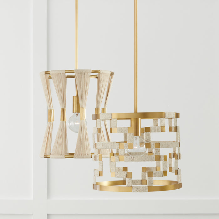 Capital Lighting - 341111NP - One Light Pendant - Bianca - Bleached Natural Rope and Patinaed Brass